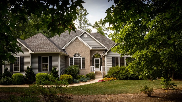 Exterior of brick home with neutral colors